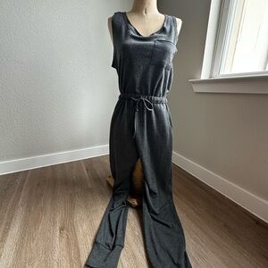 Sleeveless Charcoal Drawstring Jumpsuit